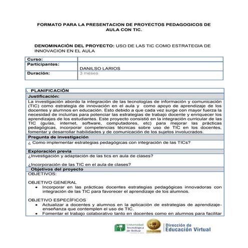 Formato proyectos de aula | PDF