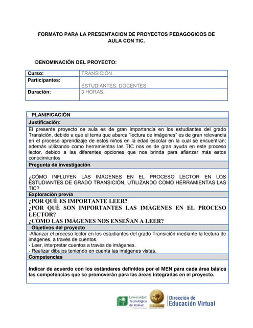 Formato proyectos de aula | PDF
