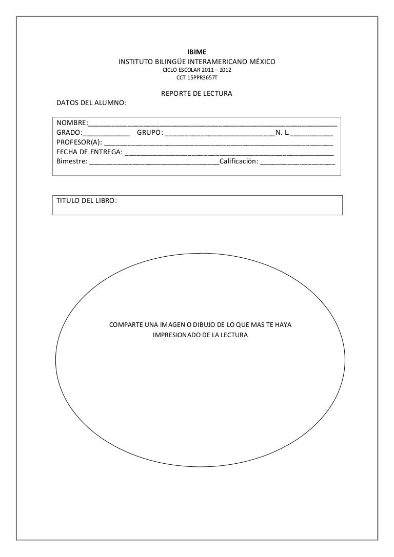 formato reporte de lectura secundaria todos los grados