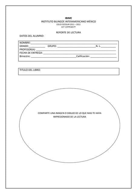 formato reporte de lectura