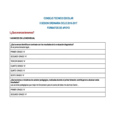 FORMATOS DE APOYO II SESION CTE PRIMARIA
