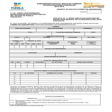 Formatos de cambios 2014 2015 federal
