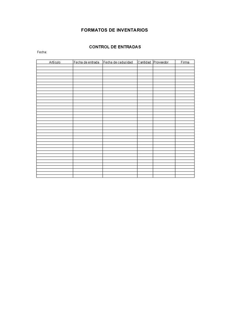 Formatos de inventarios