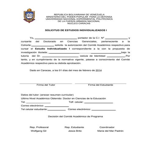 Formato solicitud de estudio individualizado