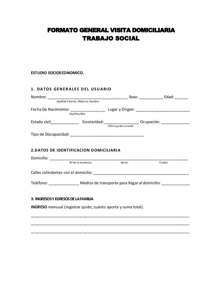 Formato visita domiciliaria general