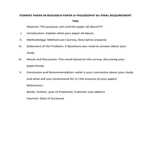 FORMAT IN RESEARCH PAPER