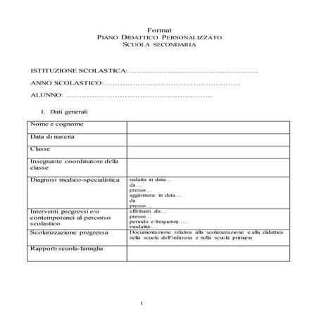 Format pdp secondaria dsa