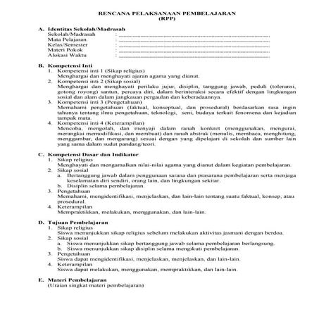 Format RPP Kurikulum 2013