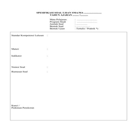 [Format] spec. soal ujian