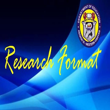 BERF research format of Department of Ed