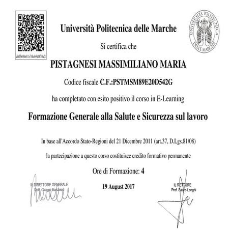Formazione generale alla salute e sicurezza sul lavoro, attestato di ...