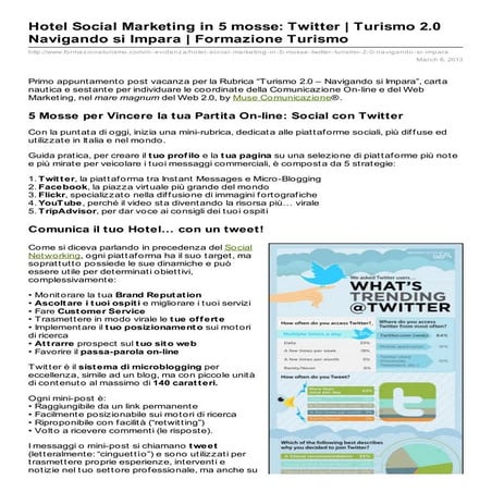 Hotel Social Marketing in 5 mosse: Twitter | Turismo 2.0 Navigando si Impara