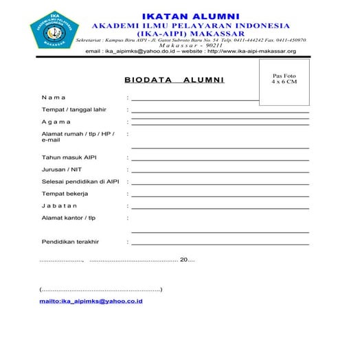 Form biodata
