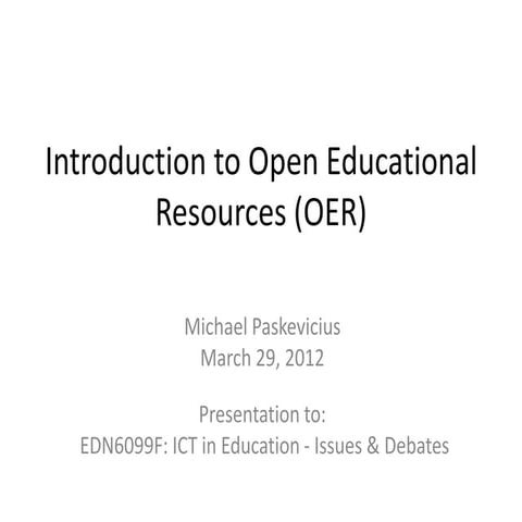 Introduction to Open Educational Resources 2012 | PPT