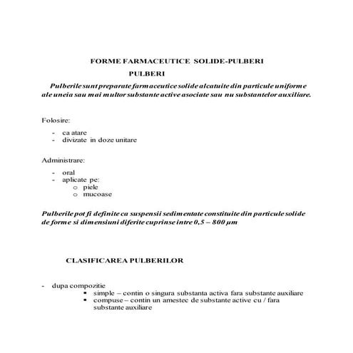 Forme farmaceutice solide | DOCX
