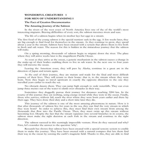 For men of understanding 1. honey bees, salmons, monarch butterflies and drag...