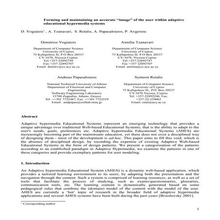 Forming and maintaining an accurate "image" of the user ...