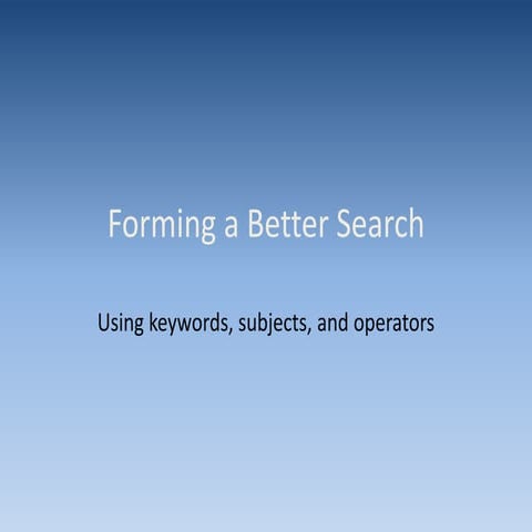 Forming a better search