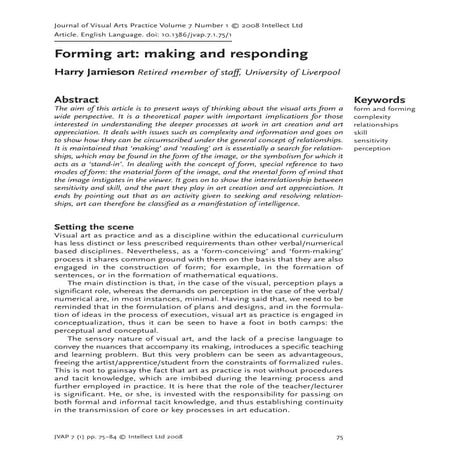 Forming art ; making and responding