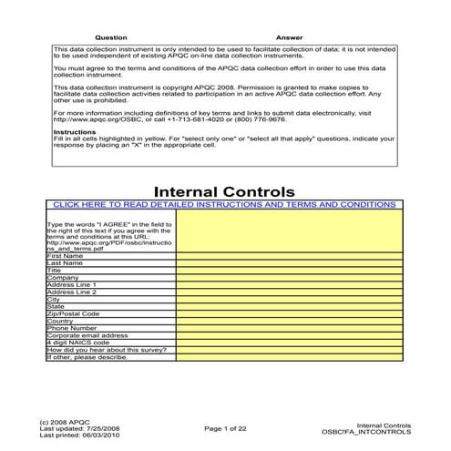 Form internal control