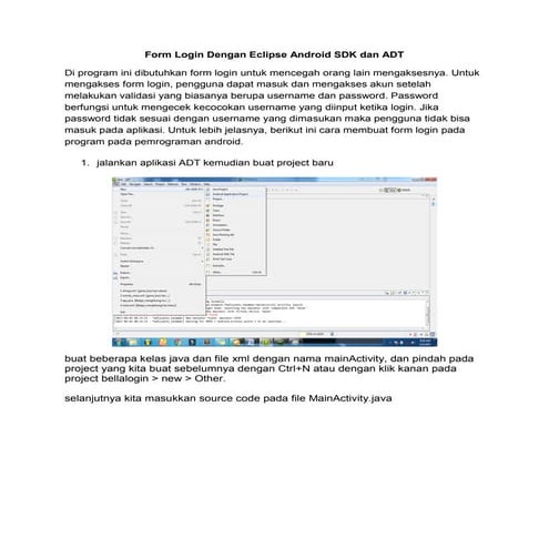 Form login dengan eclipse android sdk dan adt