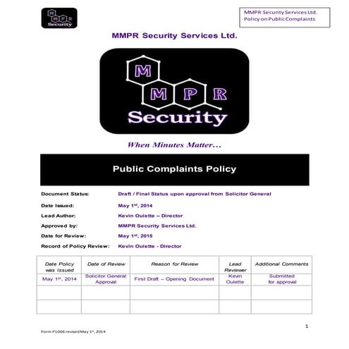 Common Security Guard/Police call signs | DOCX