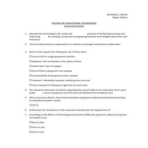 Ict assignment 1 - assessment sheet | DOC