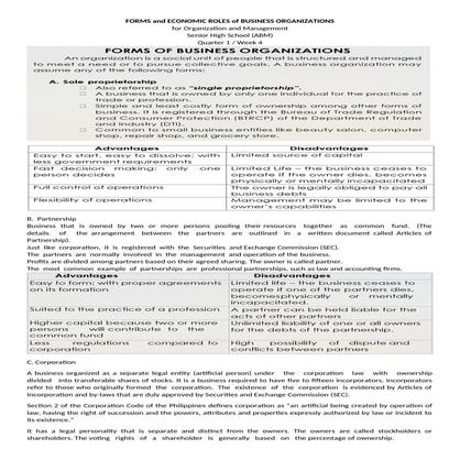 FORMS and ECONOMIC ROLES of BUSINESS ORGANIZATIONS notes.docx