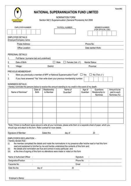 Form sf2 nomination-form