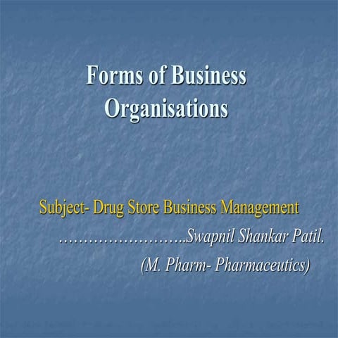 Forms of business organisation