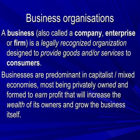 Forms of business organization
