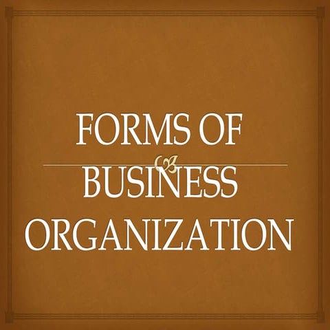 Forms of business organization