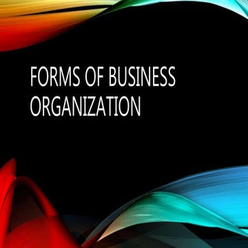 Forms of business organization