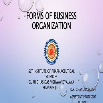 Forms of business organization, DSBM D.Pharma 2nd year