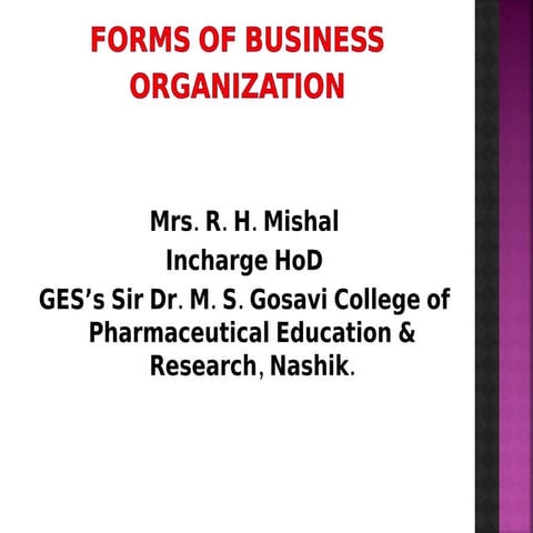 Forms of business organization 