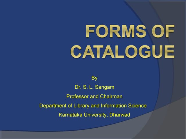 Forms of catalogue
