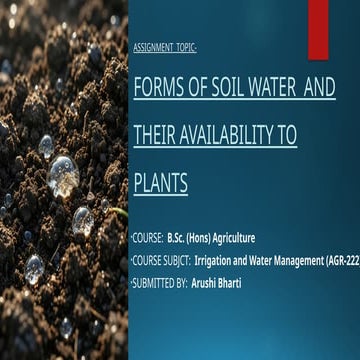 Kinds of water in soil and soil moisture constants | PDF