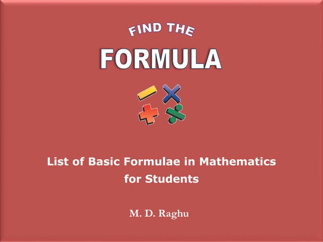 Mathematics Basic Formulae | PPSX | Science
