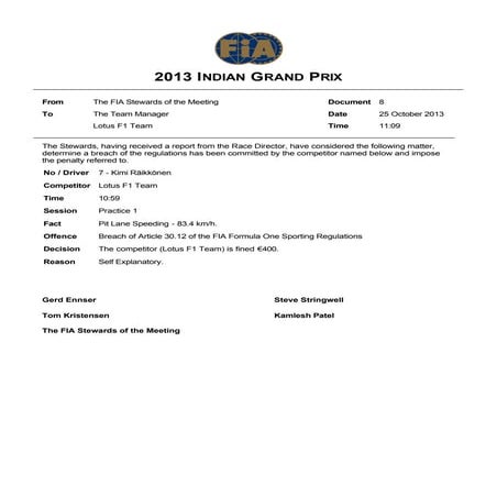 Formula 1 indian grand prix 2013 document number 8