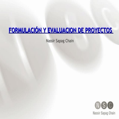 Formulación y Evaluación de Proyectos