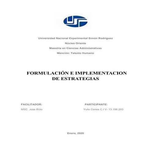 Formulacion e implantacion de la estrategia yulis cones