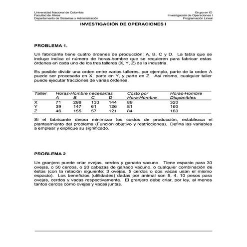 Formulacion problemas pl