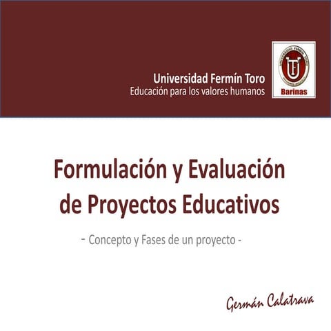 Formulación y Evaluación de Proyectos Educativos