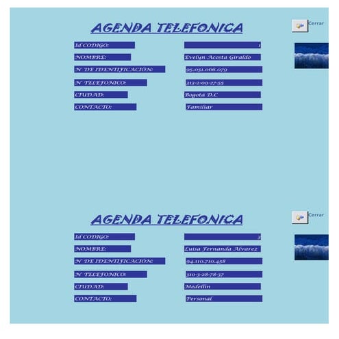 Formulario agenda telefonica