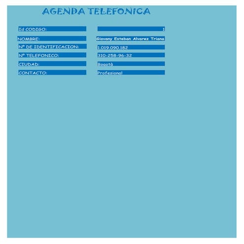 Formulario agenda telefonica