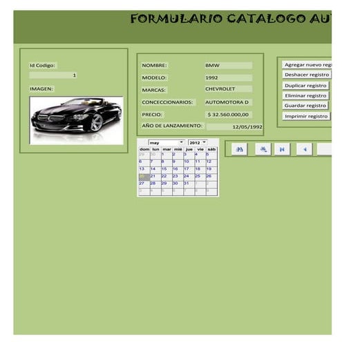 Formulario catalogo
