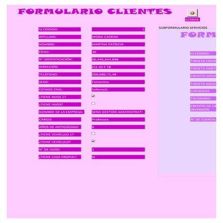 Formulario clientes