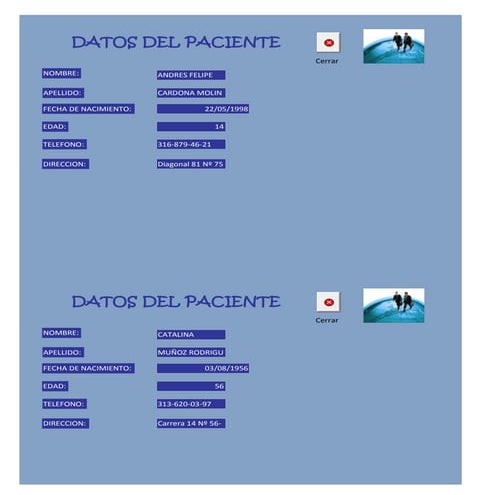 Formulario datos del paciente