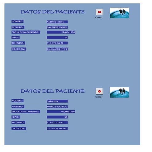 Formulario datos del paciente