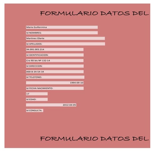 Formulario datos del paciente